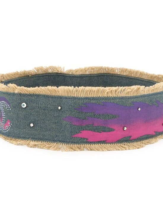 Chanel Belt CC Logo Rhinestone Denim 01 main image 9